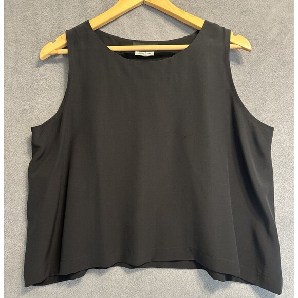 Eskandar 100% Silk A-Line Shell Tank Size 1 Black Quiet Luxury Minimalist Boxy - Picture 1 of 10